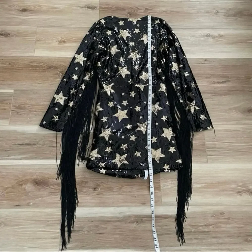 Nasty Gal Star Sequin Plunge Neck Fringe Dress 6 - Picture 7 of 10